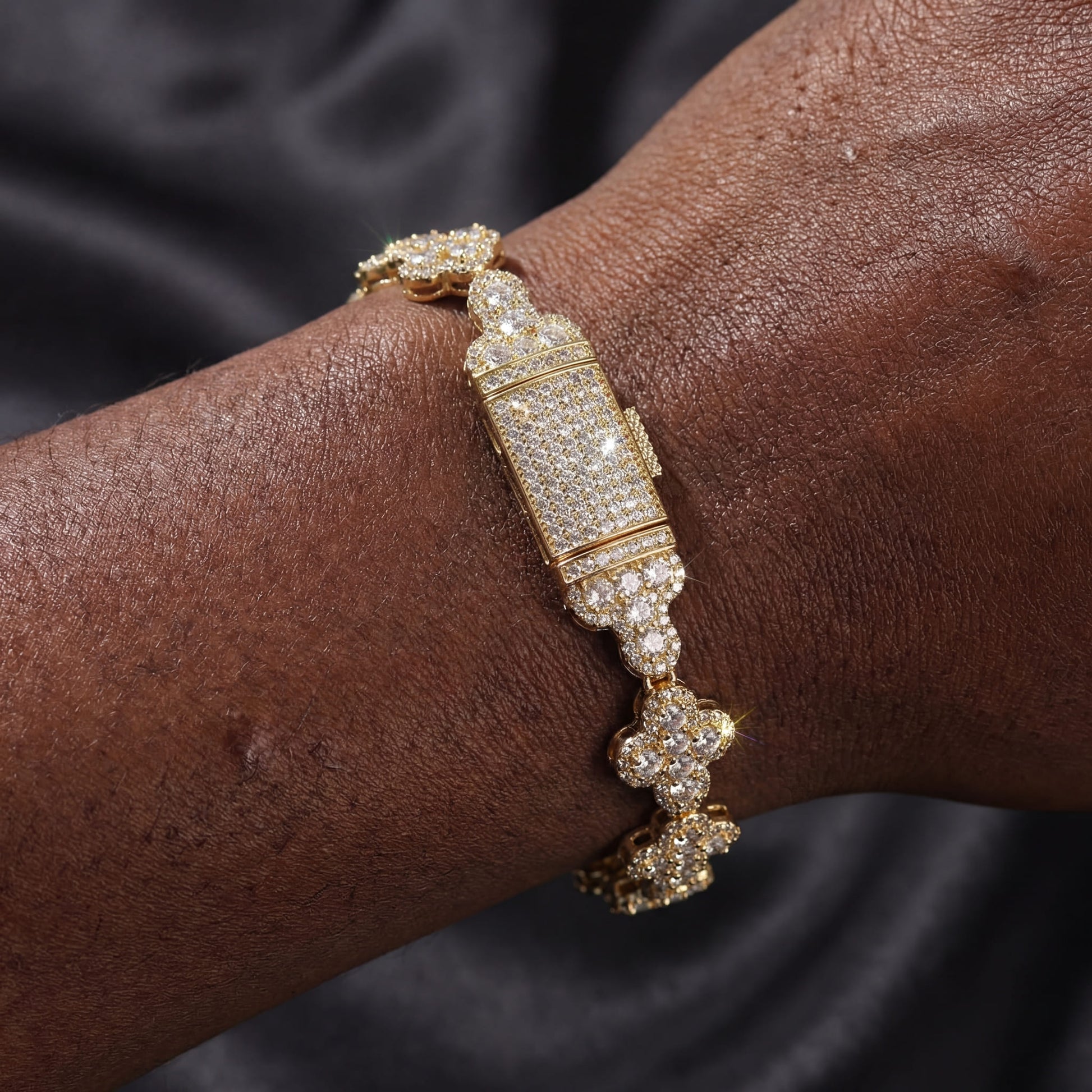 ICED OUT 11MM "GOLD CROSS" ARMBAND - ICERAIN JEWELRY
