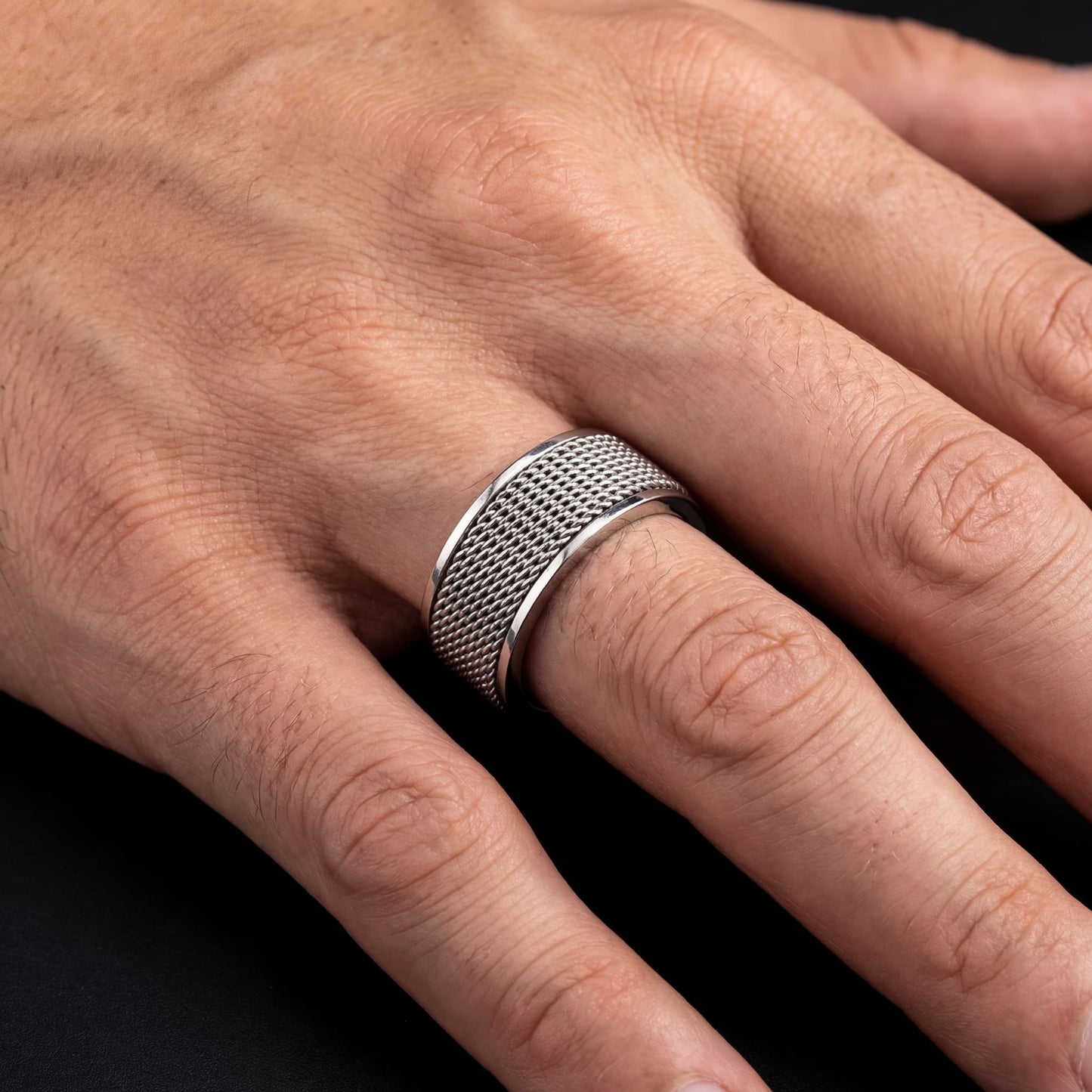 EDELSTAHL 8MM "MESH" RING - ICERAIN JEWELRY