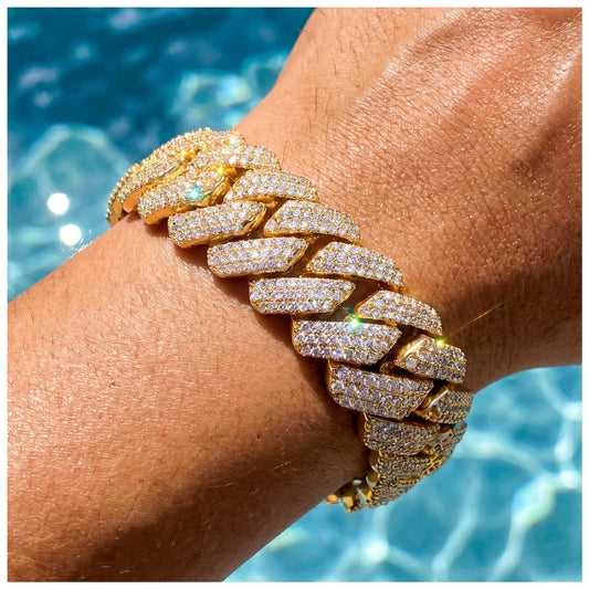 ICED OUT 25MM "GOLD PRONG CUBAN" ARMBAND - ICERAIN JEWELRY