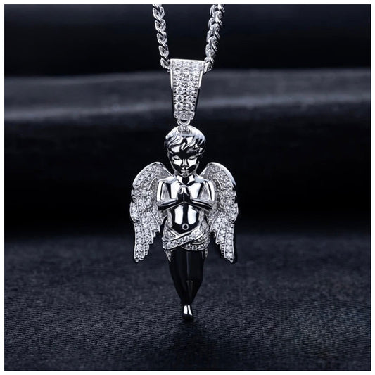 ICED OUT MOISSANITE "BLESSED ANGEL" WEISSGOLD 925S SILVER KETTE - ICERAIN JEWELRY