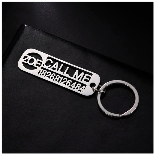 PERSONALISIERTER EDELSTAHL "CALL ME" SCHLÜSSELANHÄNGER - ICERAIN JEWELRY