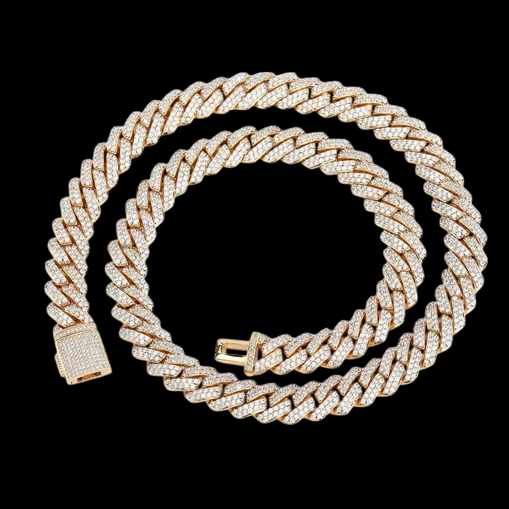 ICED OUT 10-14MM "GOLD PRONG CUBAN" KETTE [HEAVY VERSION]