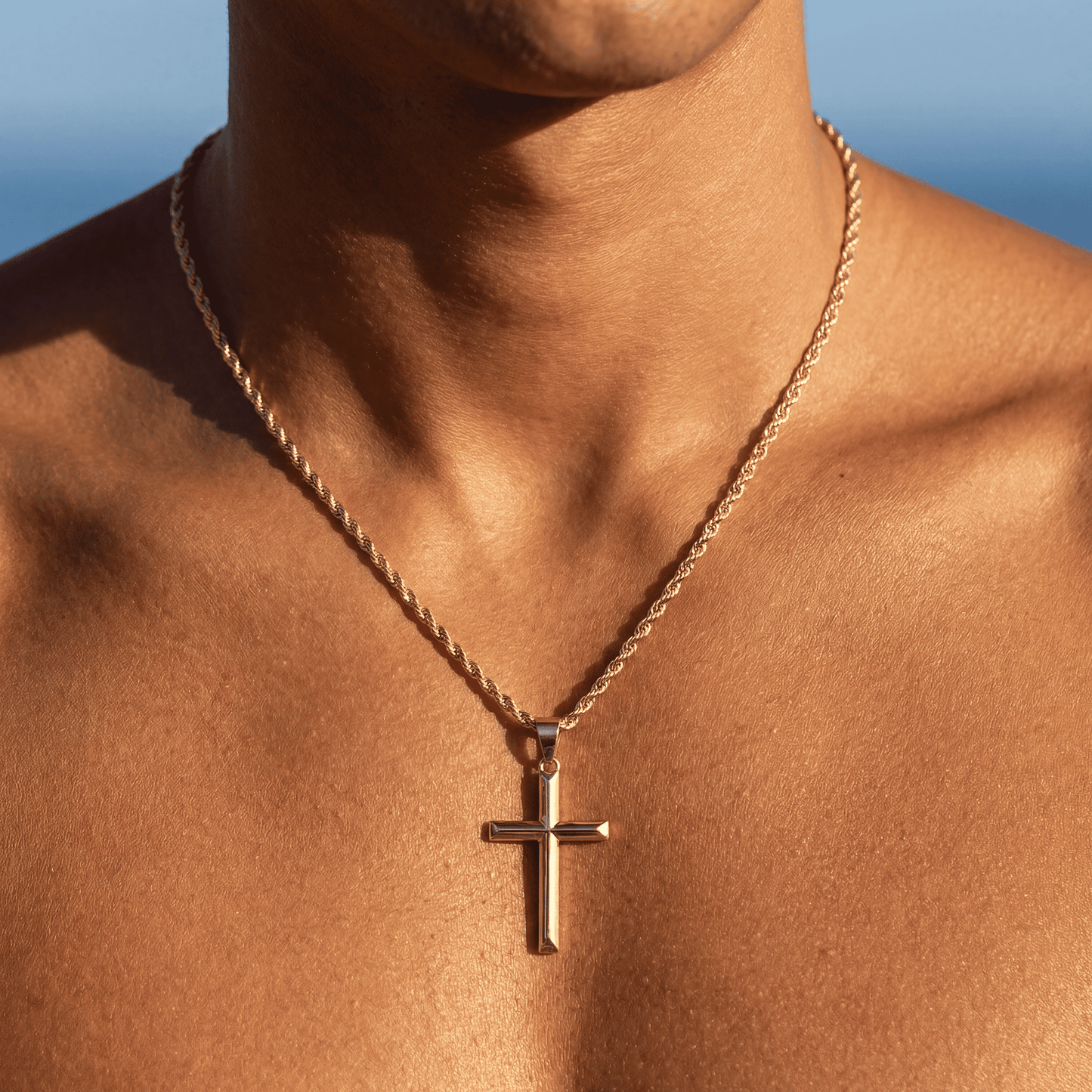 925S SILVER 14K GOLD "CROSS" KETTE - ICERAIN JEWELRY