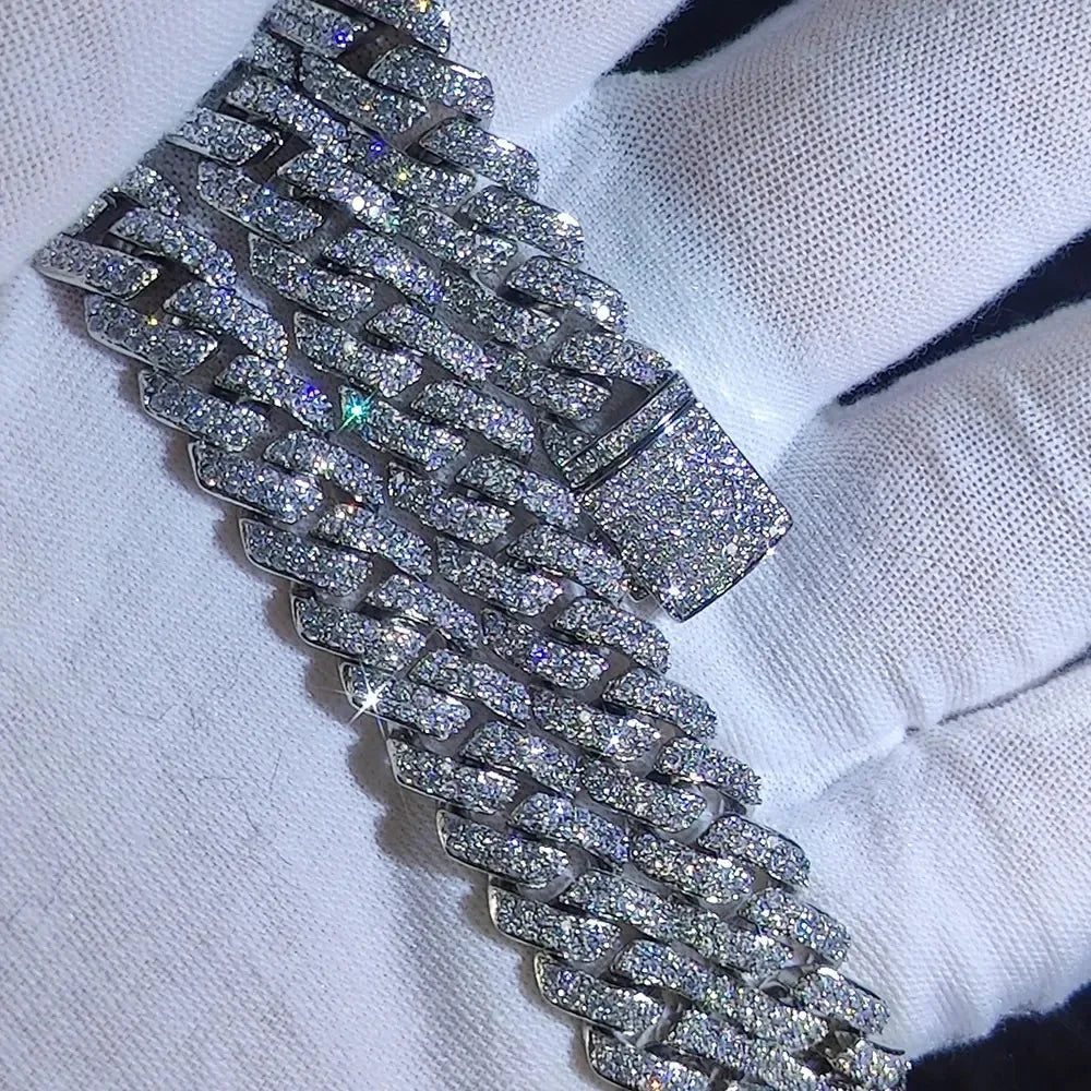 ICED OUT 10-14MM "SILVER PRONG CUBAN" KETTE [HEAVY VERSION]