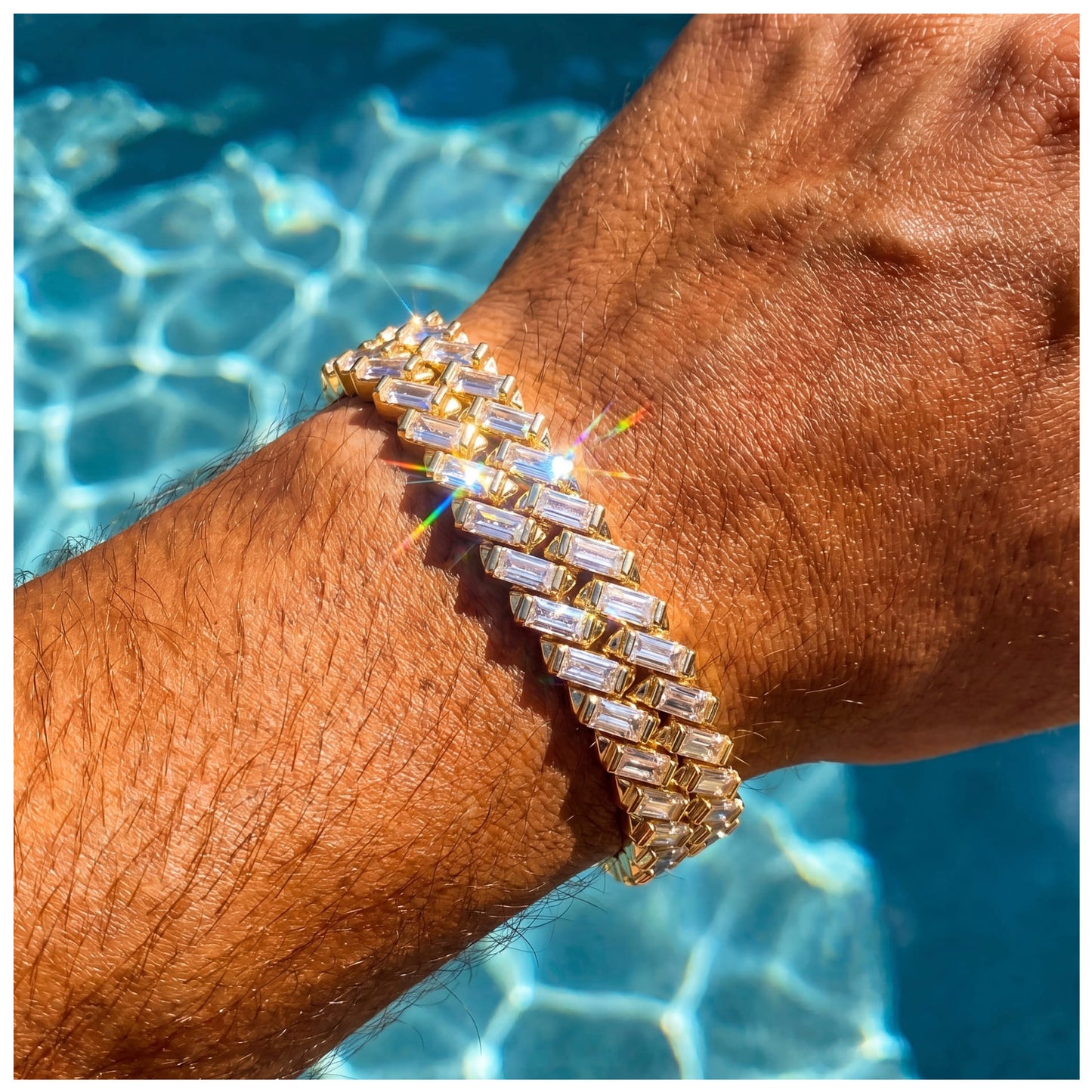 ICED OUT 12MM "GOLD PRONG CUBAN V2" ARMBAND - ICERAIN JEWELRY