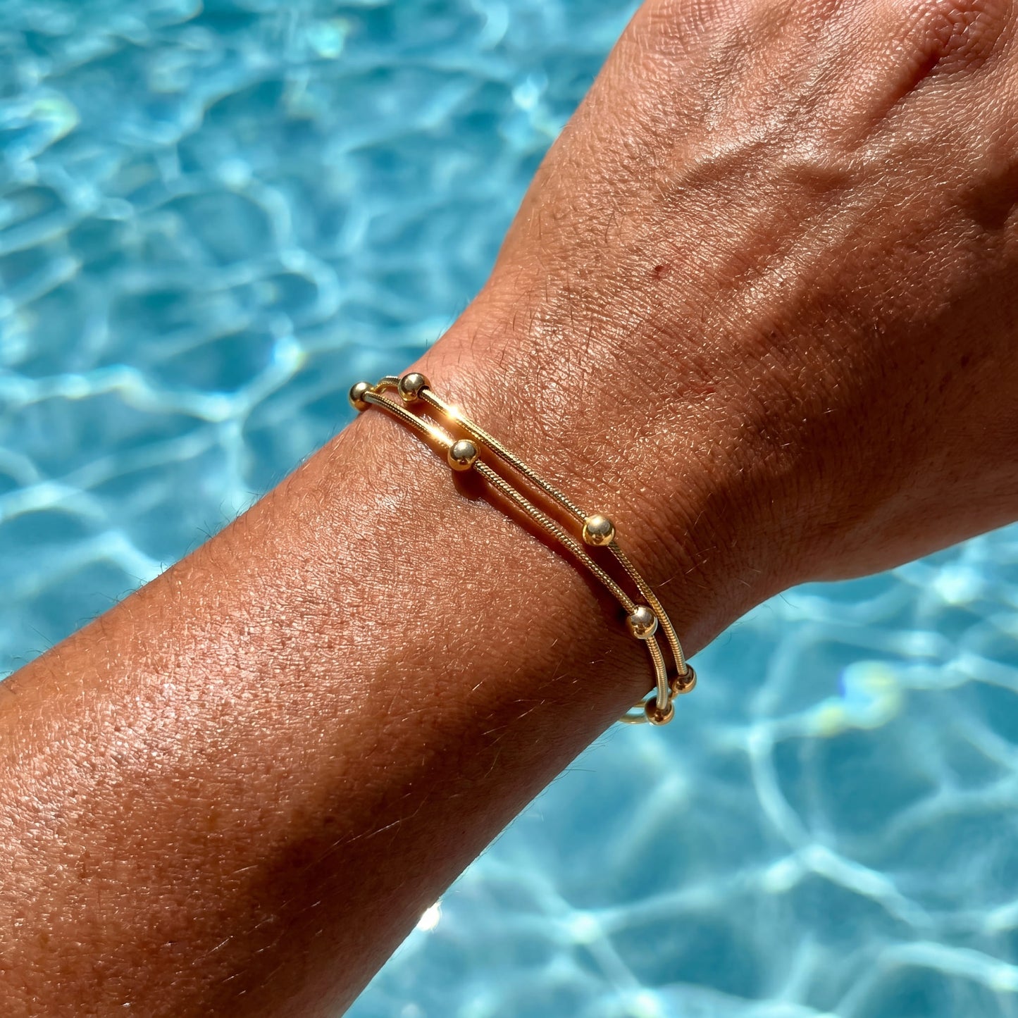 925S SILVER 14K GOLD 0,9MM "SATELLITE" ARMBAND - ICERAIN JEWELRY