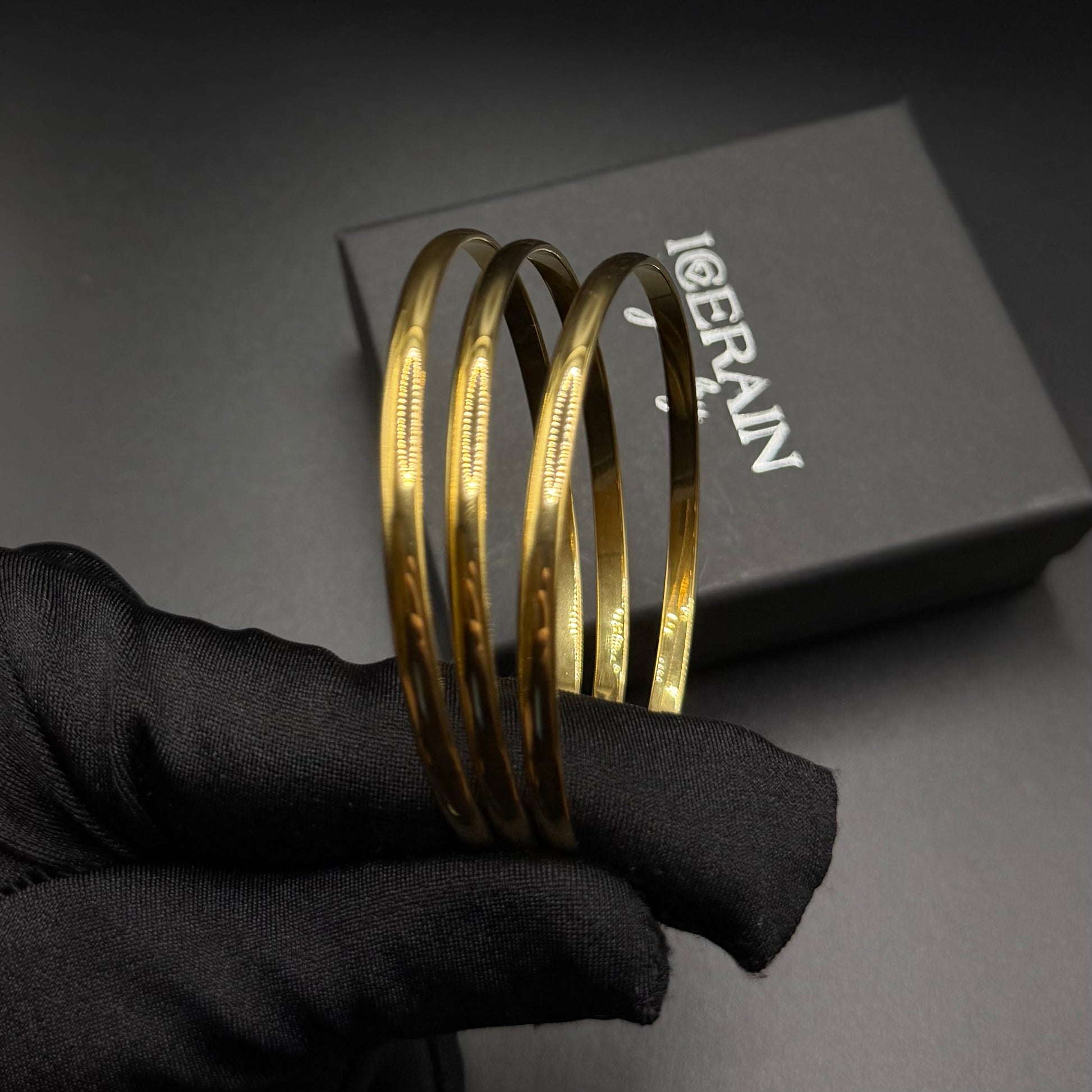 SALE | EDELSTAHL 18K GOLD "ANDRES" ARMREIF (3 STÜCK) - ICERAIN JEWELRY