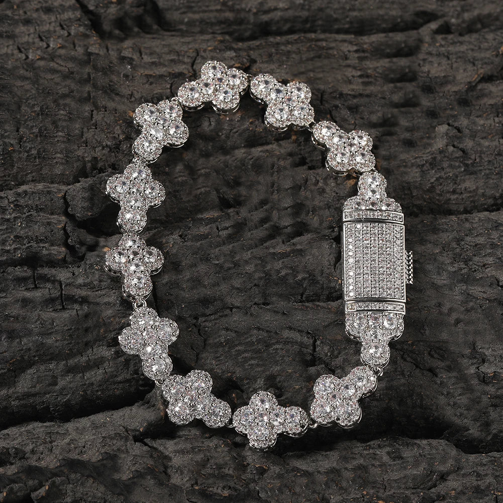 ICED OUT 11MM "SILVER CROSS" ARMBAND - ICERAIN JEWELRY