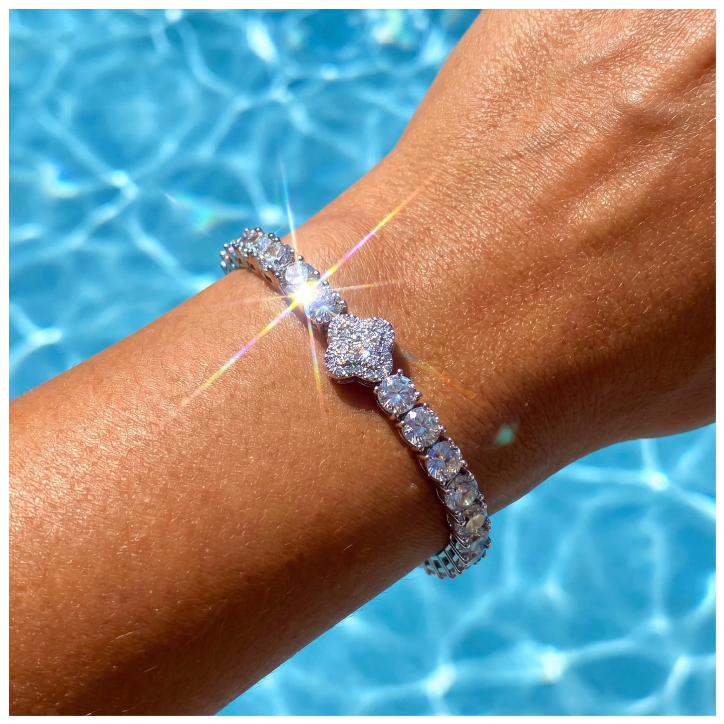ICED OUT "SILVER CLOVER TENNIS" ARMBAND - ICERAIN JEWELRY