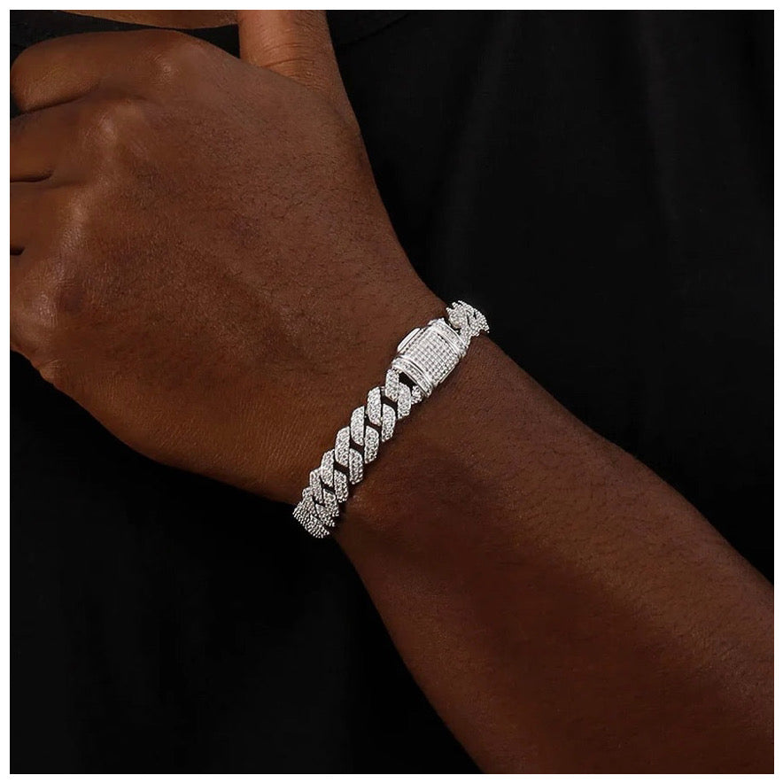 ICED OUT 10-14MM "SILVER PRONG CUBAN" ARMBAND [HEAVY VERSION]