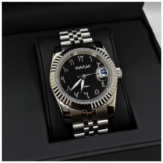 EDELSTAHL AUTOMATIK "BLACK ICERAIN (المطرالجليدي) ARABIC" UHR - ICERAIN JEWELRY