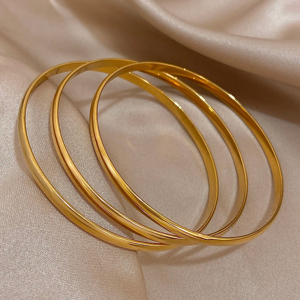 EDELSTAHL 18K GOLD "ANDRES" ARMREIF (3 STÜCK) - ICERAIN JEWELRY