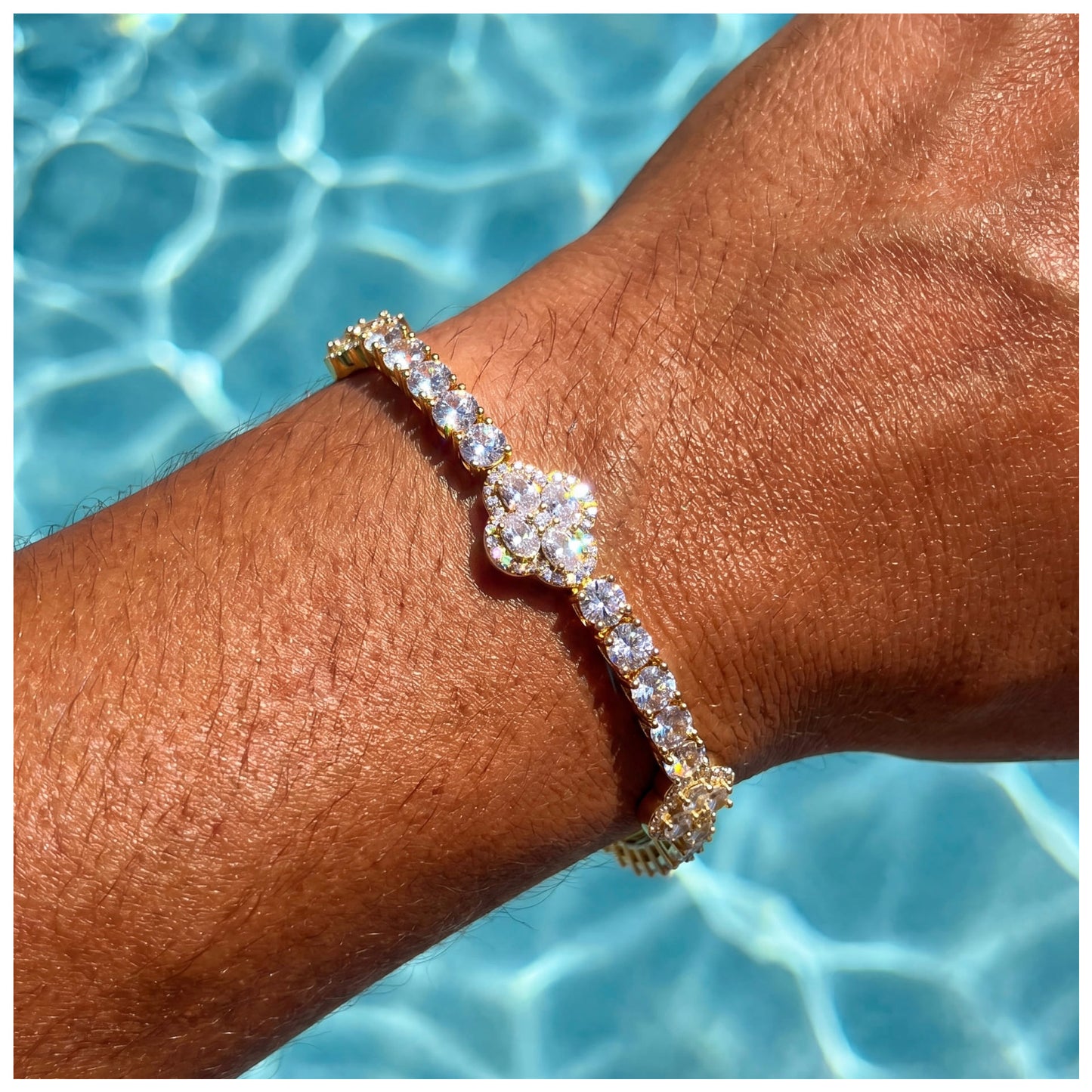 ICED OUT 4MM "GOLD CLOVER TENNIS V2" ARMBAND - ICERAIN JEWELRY