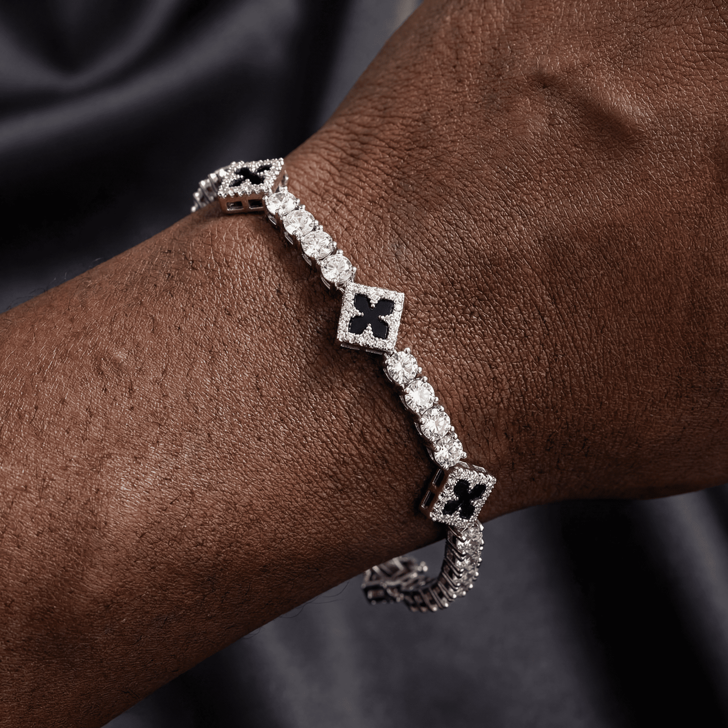 ICED OUT "BLACK CLOVER TENNIS V2" ARMBAND - ICERAIN JEWELRY