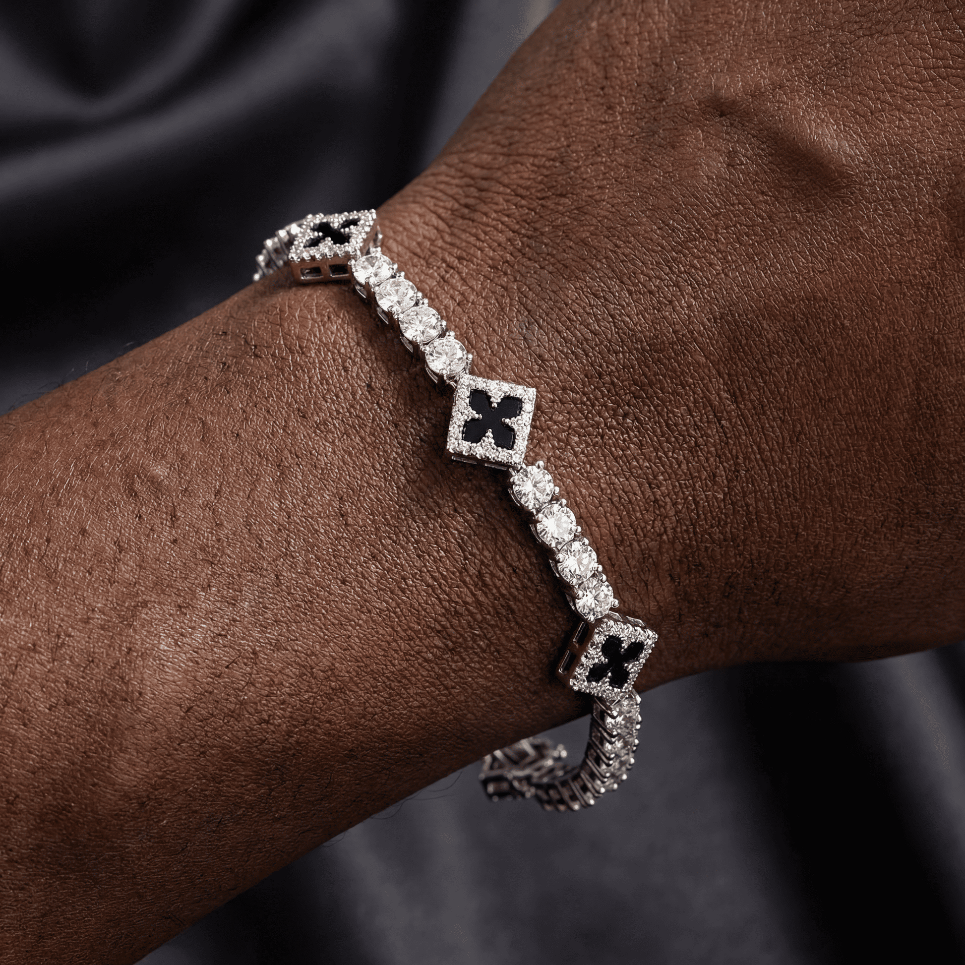 ICED OUT "BLACK CLOVER TENNIS V2" ARMBAND - ICERAIN JEWELRY