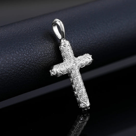ICED OUT MOISSANITE "CROSS V4" WEISSGOLD 925S SILVER KETTE - ICERAIN JEWELRY