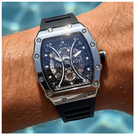 EDELSTAHL 50MM "SKELETON" UHR - ICERAIN JEWELRY