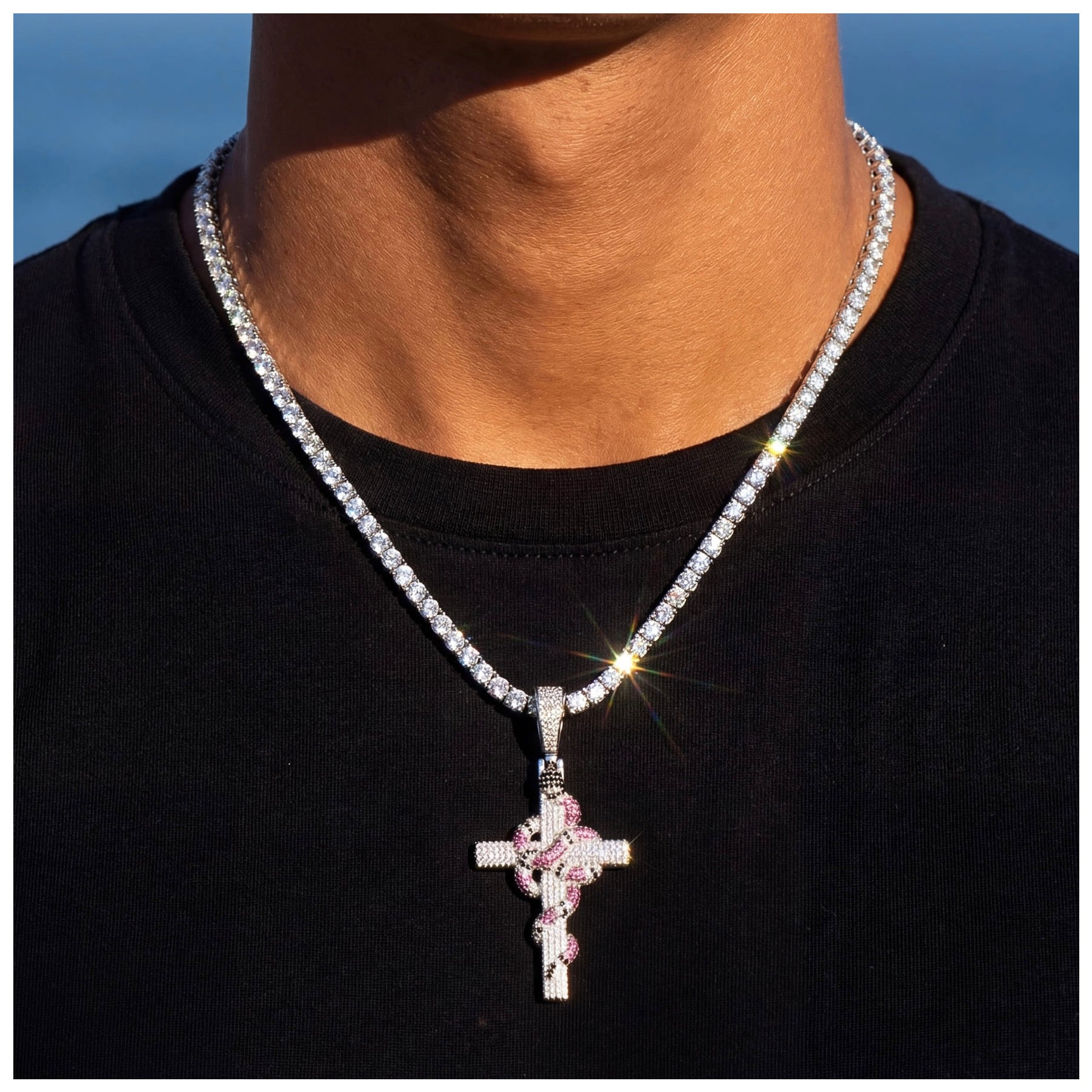 SALE | ICED OUT 60CM "SILVER CROSS V3" KETTE - ICERAIN JEWELRY
