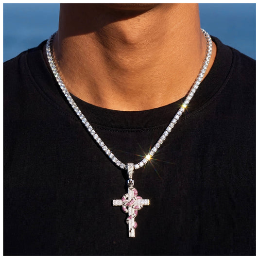 SALE | ICED OUT 60CM "SILVER CROSS V3" KETTE - ICERAIN JEWELRY