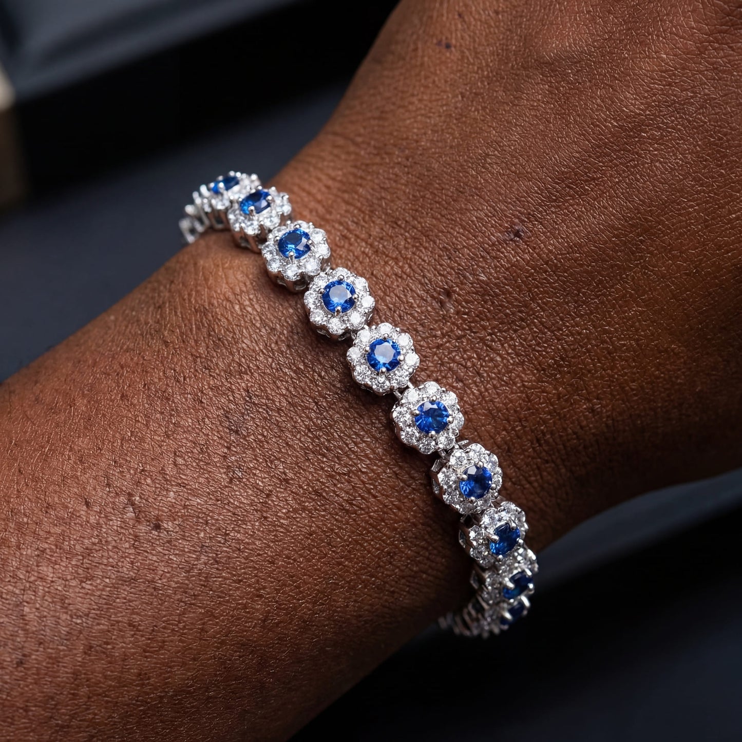 ICED OUT "BLUE CUSTLER" ARMBAND - ICERAIN JEWELRY