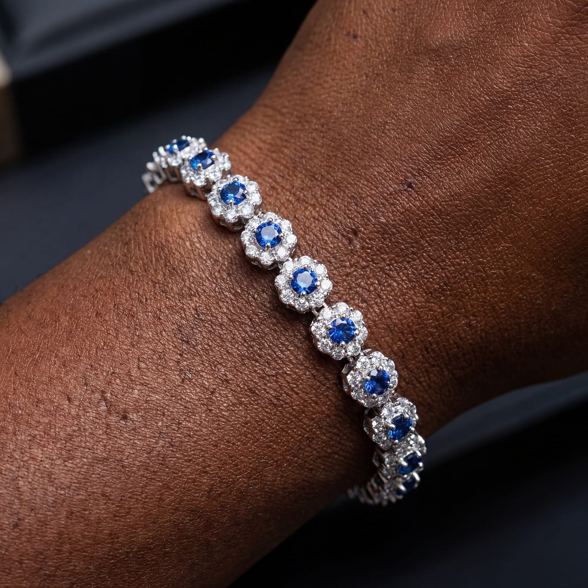 ICED OUT "BLUE CUSTLER" ARMBAND - ICERAIN JEWELRY