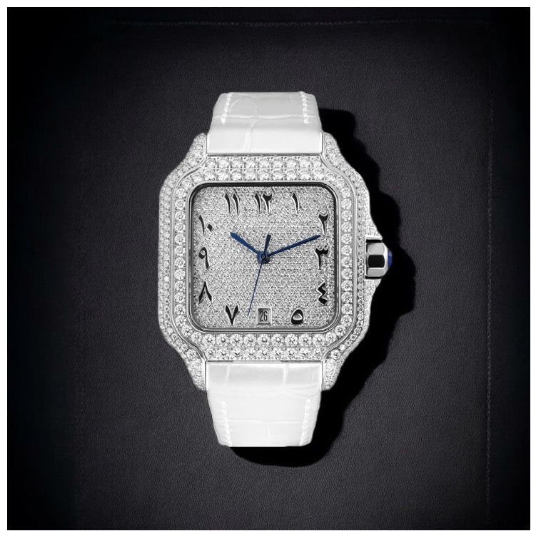 ICED OUT 40MM MOISSANITE "WHITE ARABIC PIAZZA" UHR - ICERAIN JEWELRY