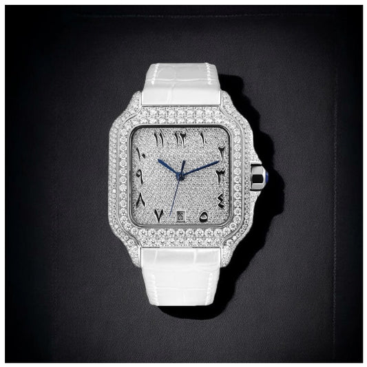 ICED OUT 40MM MOISSANITE "WHITE ARABIC PIAZZA" UHR - ICERAIN JEWELRY