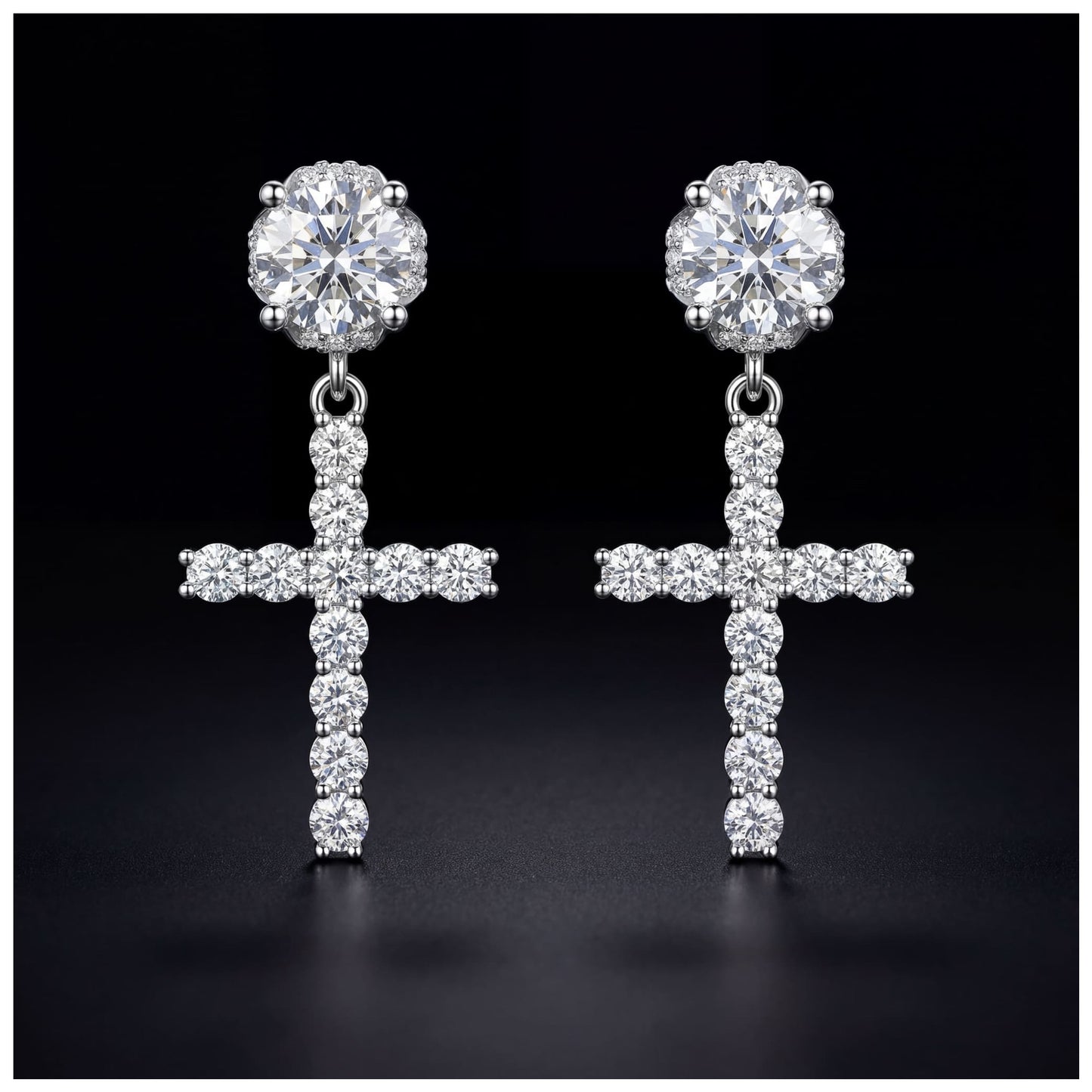 ICED OUT "SILVER LUXURY CROSS" OHRRINGE - ICERAIN JEWELRY