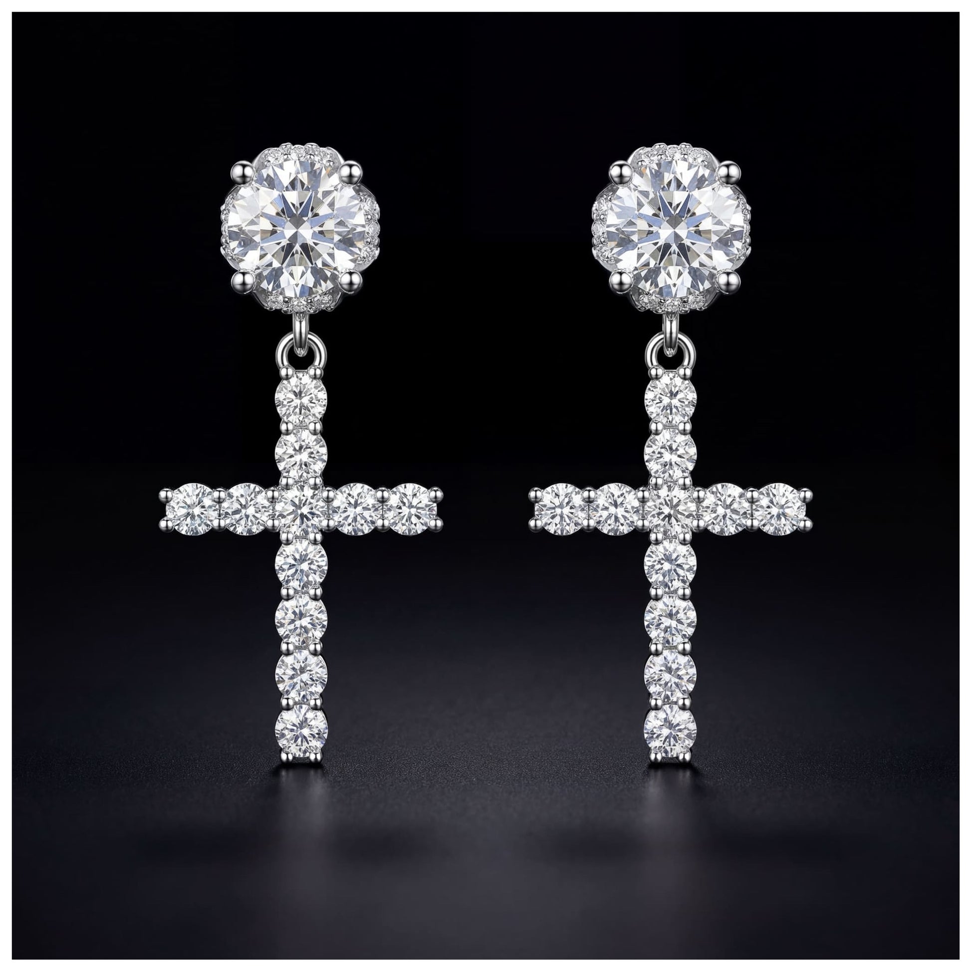 ICED OUT "SILVER LUXURY CROSS" OHRRINGE - ICERAIN JEWELRY