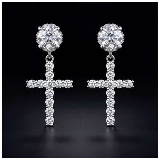 ICED OUT "SILVER LUXURY CROSS" OHRRINGE - ICERAIN JEWELRY