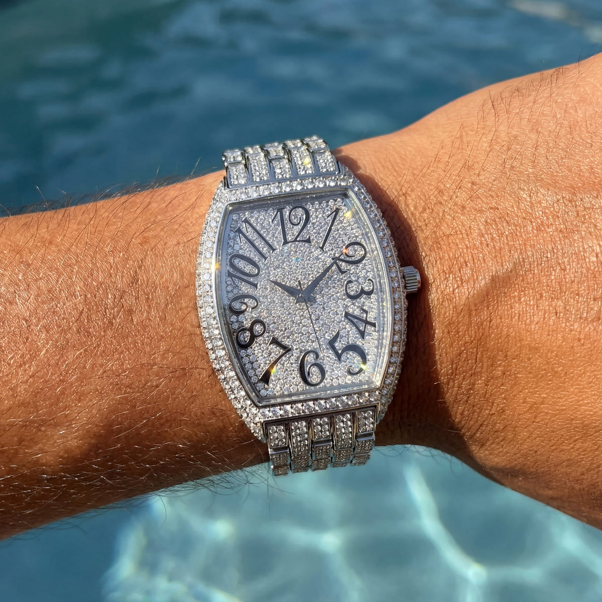 SALE | ICED OUT "SILVER TONNEAU" UHR - ICERAIN JEWELRY