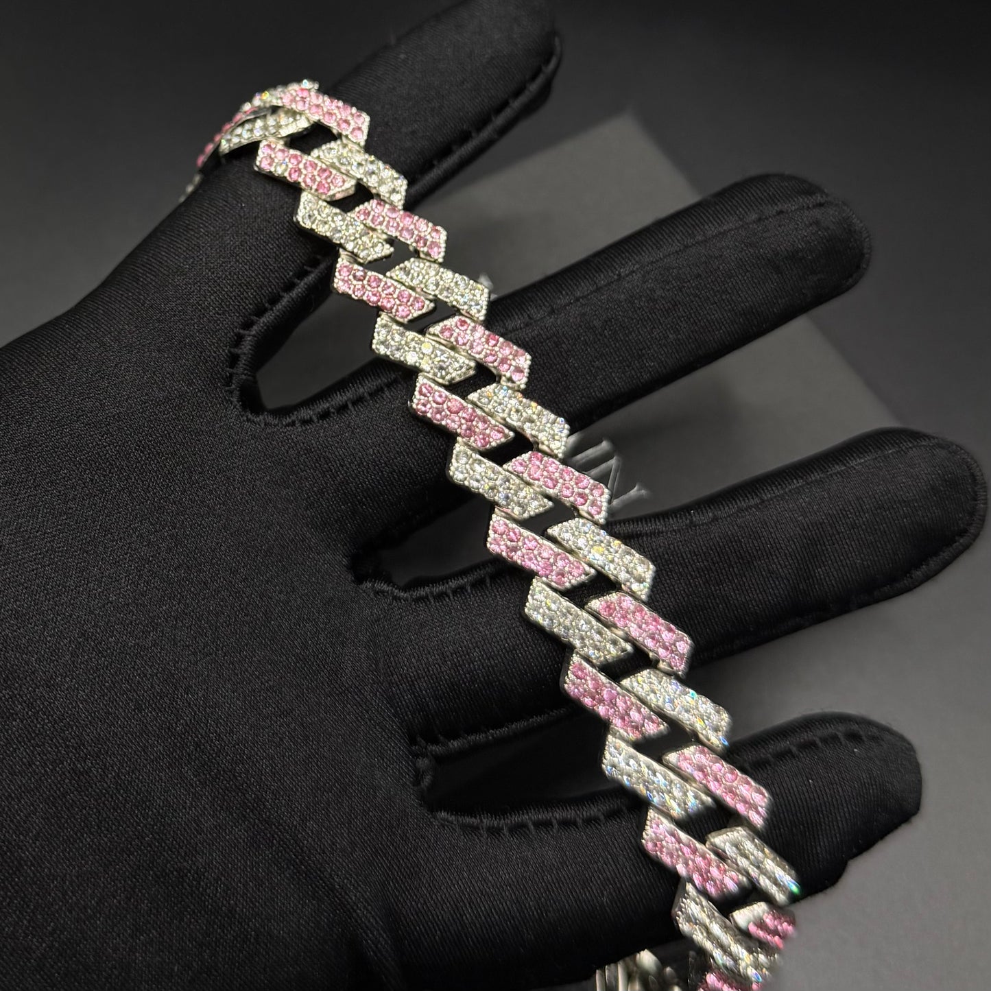 ICED OUT 14MM "SILVER/PINK PRONG CUBAN" KETTE - ICERAIN JEWELRY