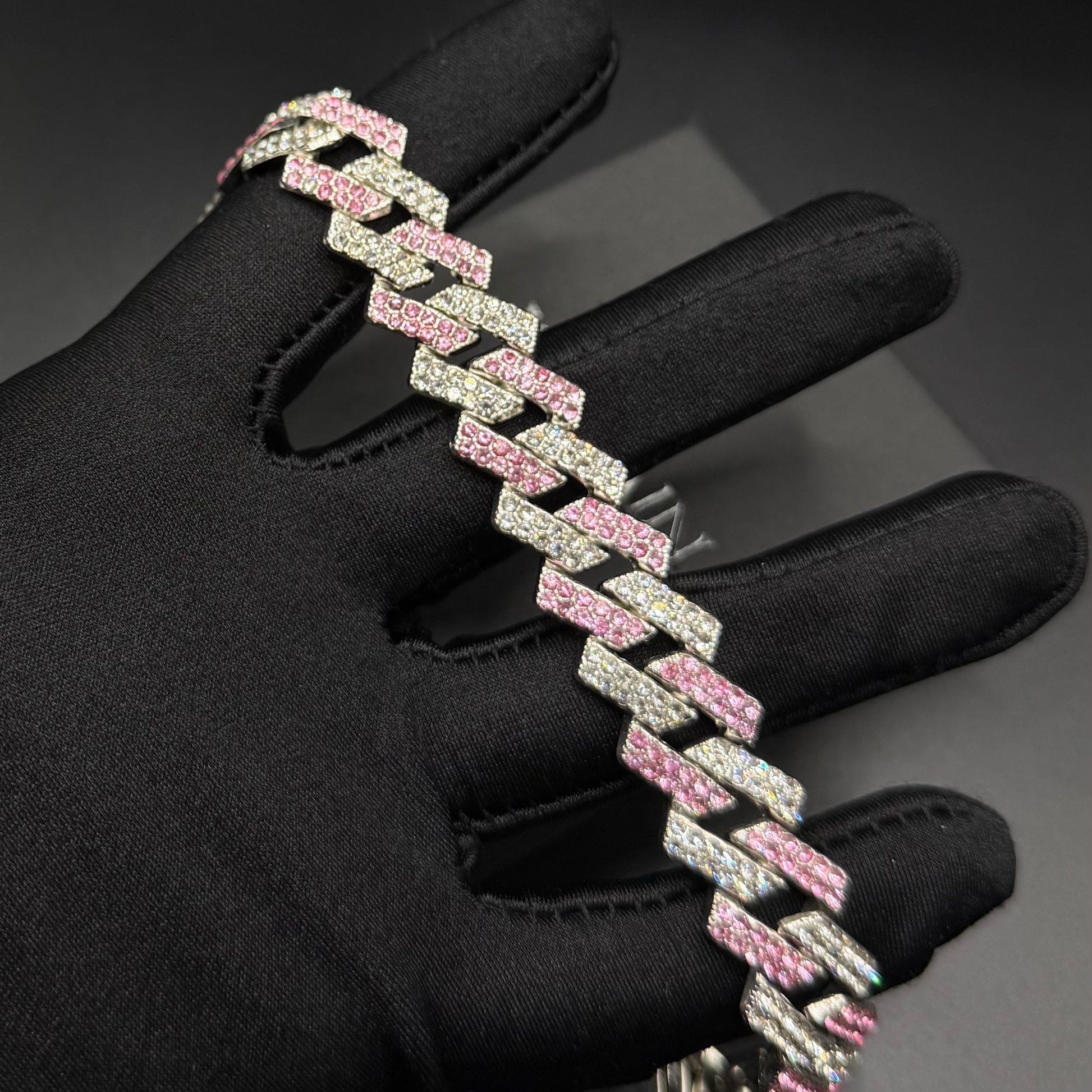 ICED OUT 14MM "SILVER/PINK PRONG CUBAN" KETTE - ICERAIN JEWELRY