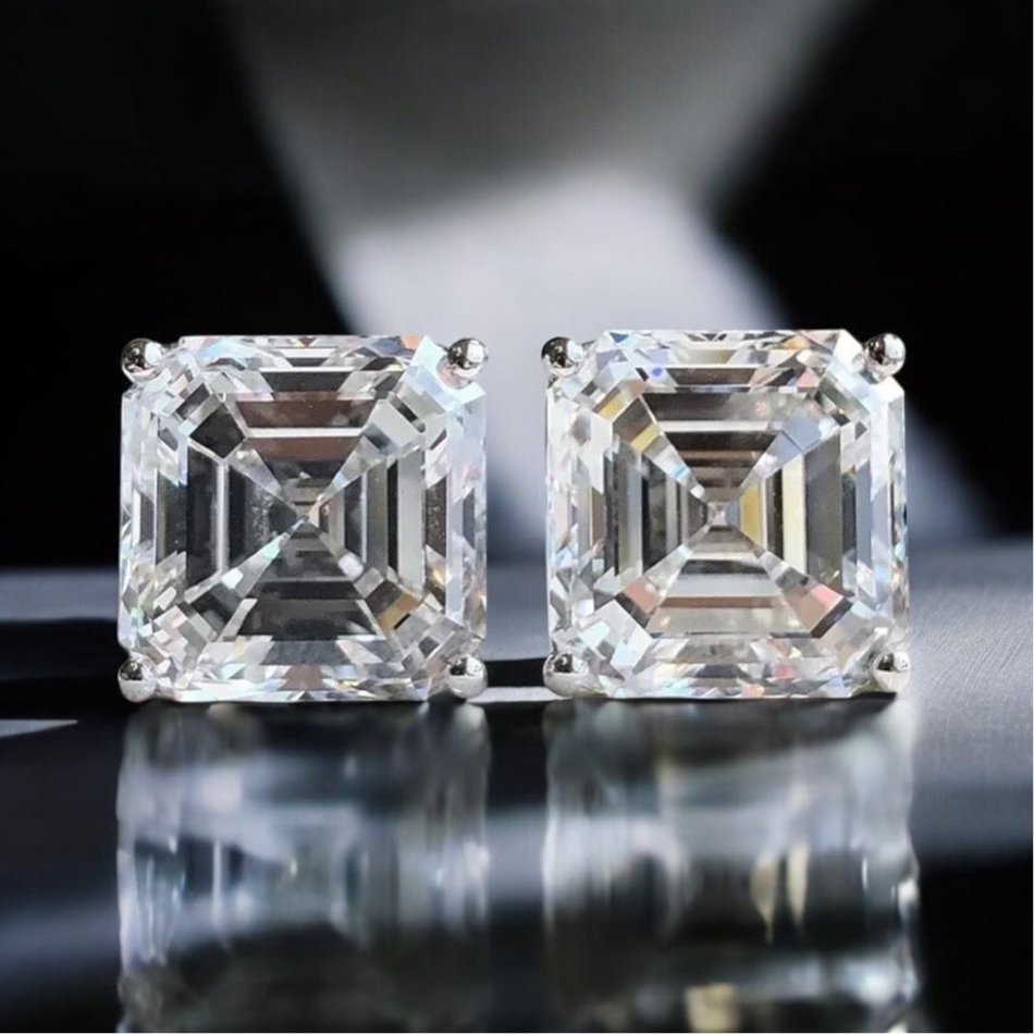 ICED OUT 7MM MOISSANITE "SILVERSTAR V2" WEISSGOLD 925S SILVER OHRRINGE - ICERAIN JEWELRY