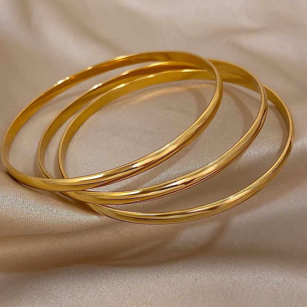 EDELSTAHL 18K GOLD "ANDRES" ARMREIF (3 STÜCK) - ICERAIN JEWELRY