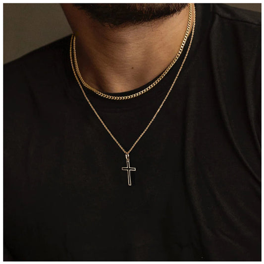 925S SILVER 18K GOLD "CROSS V2" KETTE - ICERAIN JEWELRY