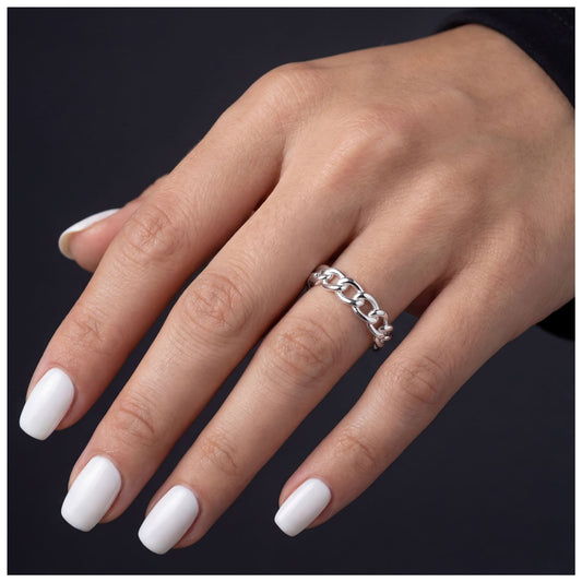 925S SILVER "SILVER CUBAN" RING - ICERAIN JEWELRY