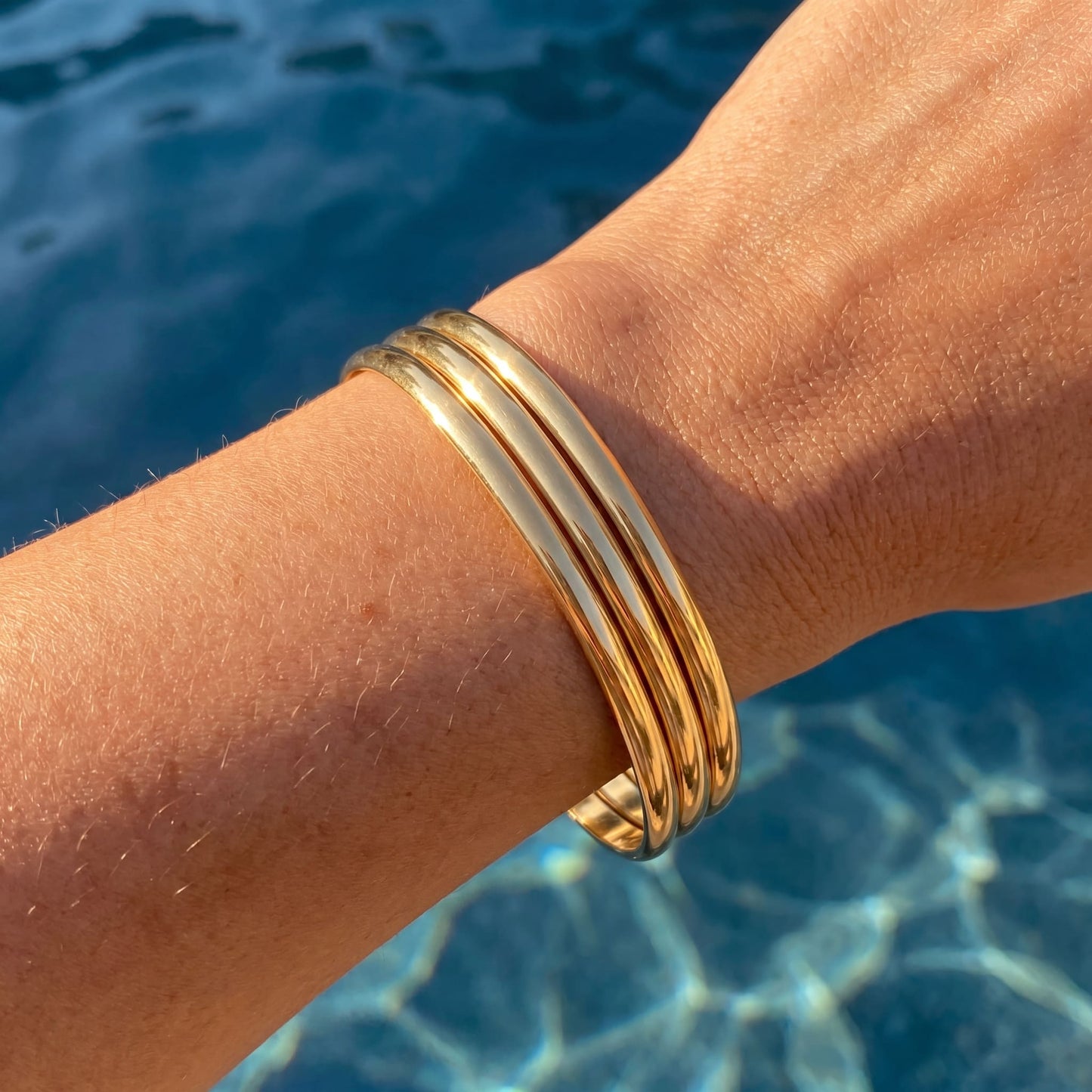 EDELSTAHL 18K GOLD "ANDRES" ARMREIF (3 STÜCK) - ICERAIN JEWELRY