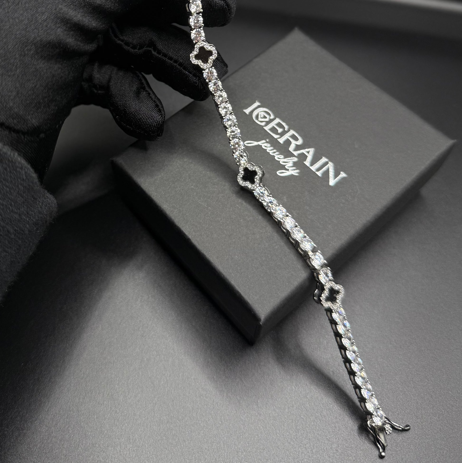 ICED OUT "BLACK CLOVER TENNIS" ARMBAND - ICERAIN JEWELRY