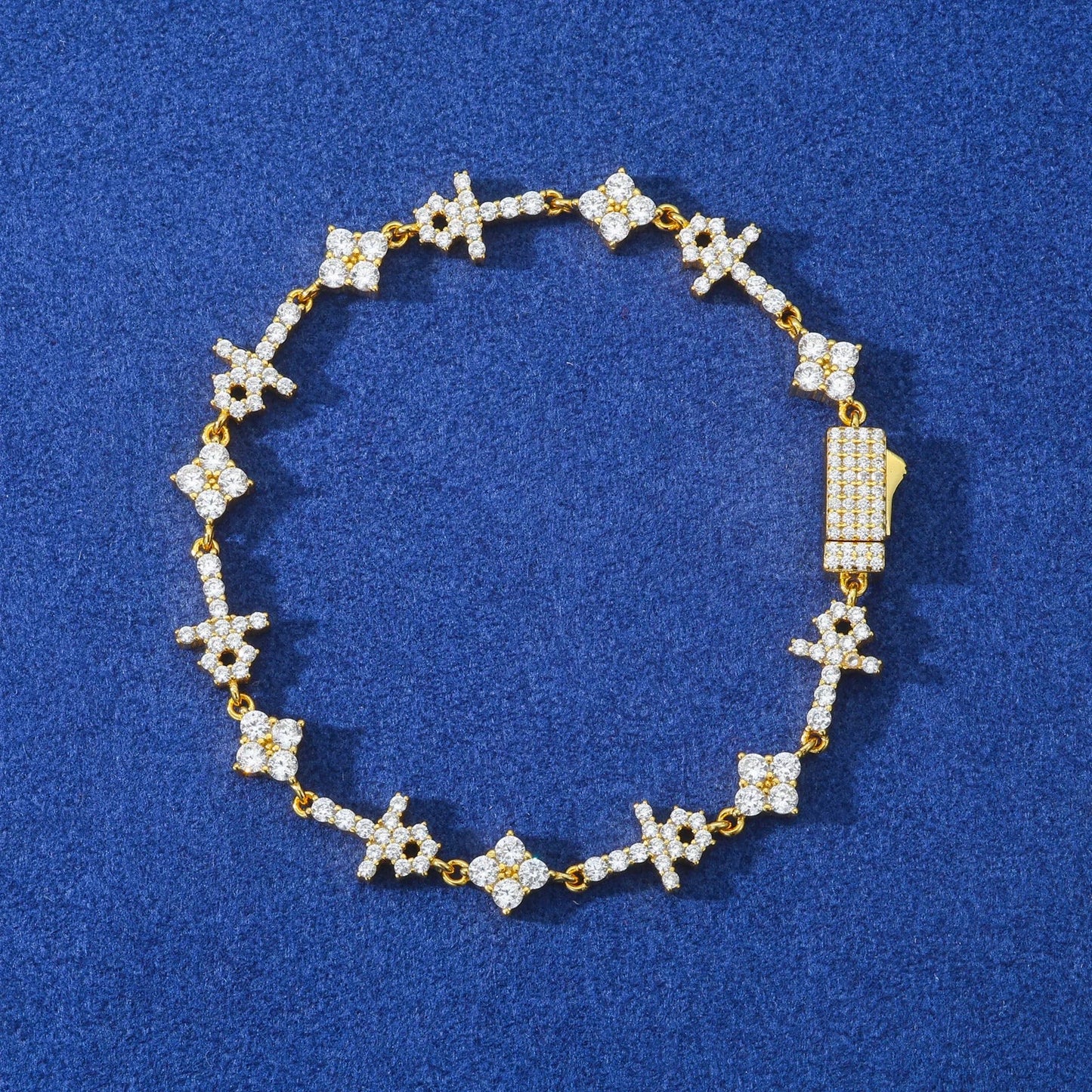 ICED OUT 8MM MOISSANITE "CROSS ANCHOR" WEISSGOLD 925S SILVER ARMBAND