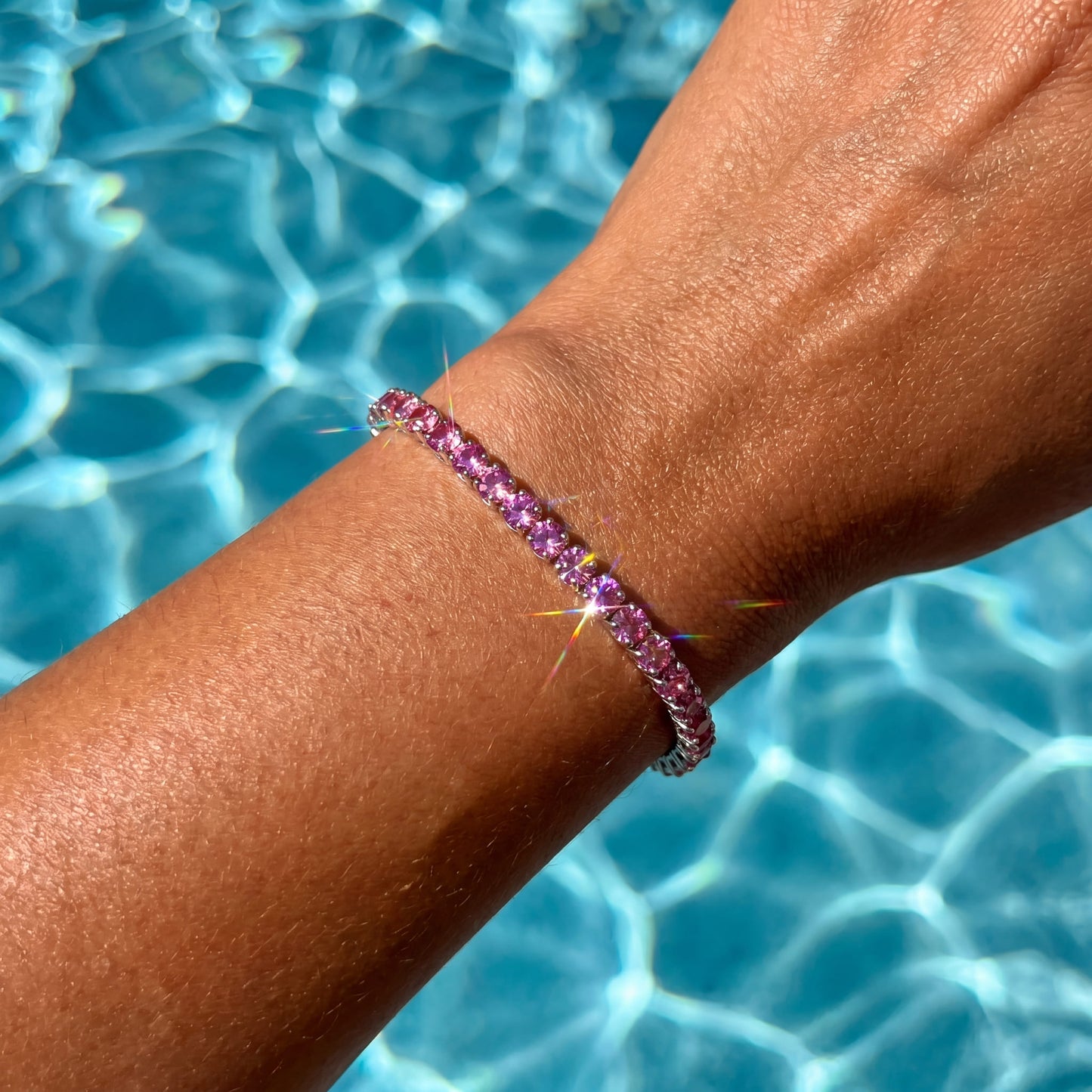 ICED OUT 4MM "MAGENTA TENNIS" ARMBAND - ICERAIN JEWELRY