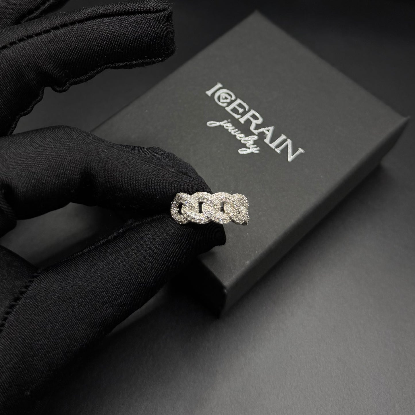 ICED OUT MOISSANITE "HALF CUBAN" WEISSGOLD 925S SILVER RING - ICERAIN JEWELRY