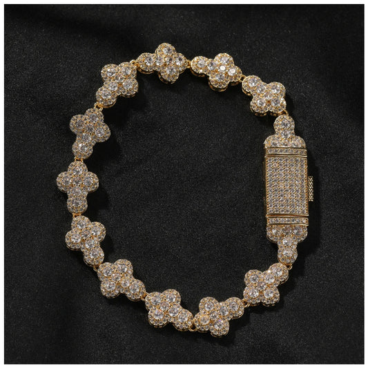 ICED OUT 11MM "GOLD CROSS" ARMBAND - ICERAIN JEWELRY