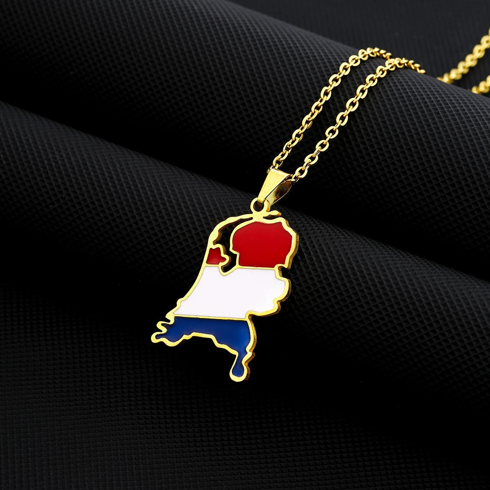 EDELSTAHL "NETHERLANDS" LÄNDERKETTE - ICERAIN JEWELRY