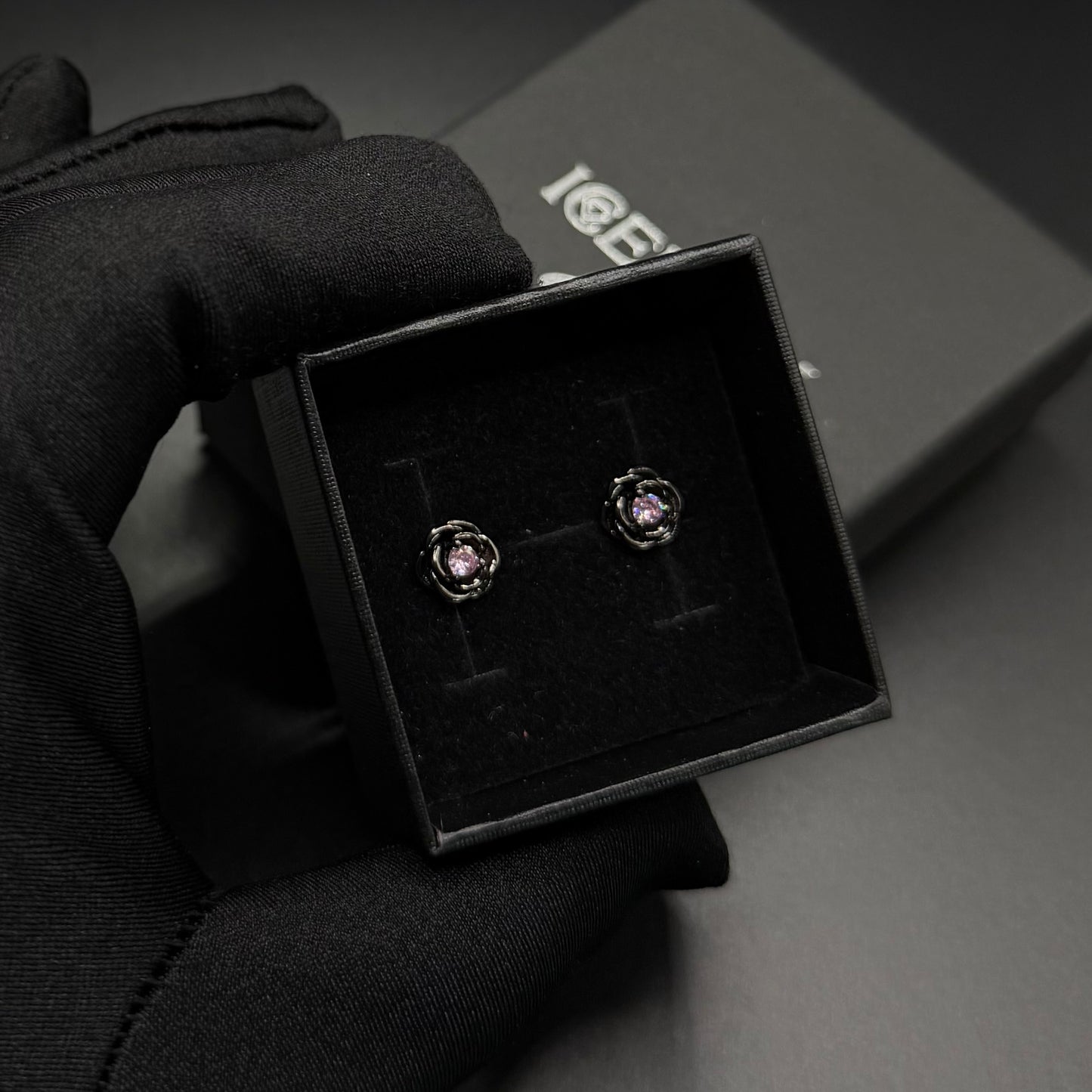 ICED OUT "BLACK/PINK ROSE" OHRRINGE - ICERAIN JEWELRY