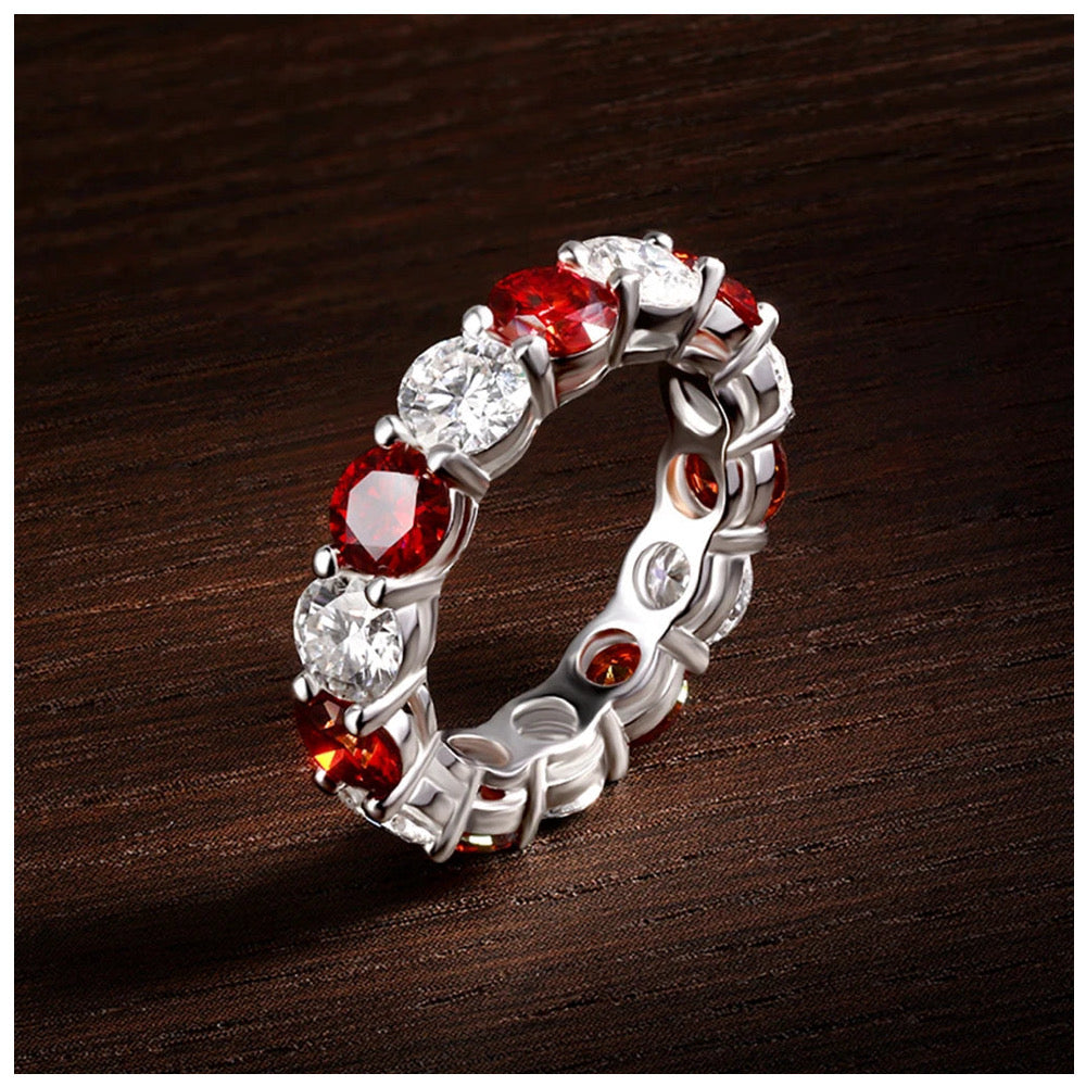 SALE ICED OUT MOISSANITE GRÖßE 8 (57MM UMFANG) "RED DRASILO" WEISSGOLD 925S SILVER RING - ICERAIN JEWELRY