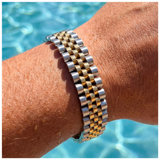 SALE | EDELSTAHL 15MM "SILVER/GOLD JUBILEE" ARMBAND - ICERAIN JEWELRY