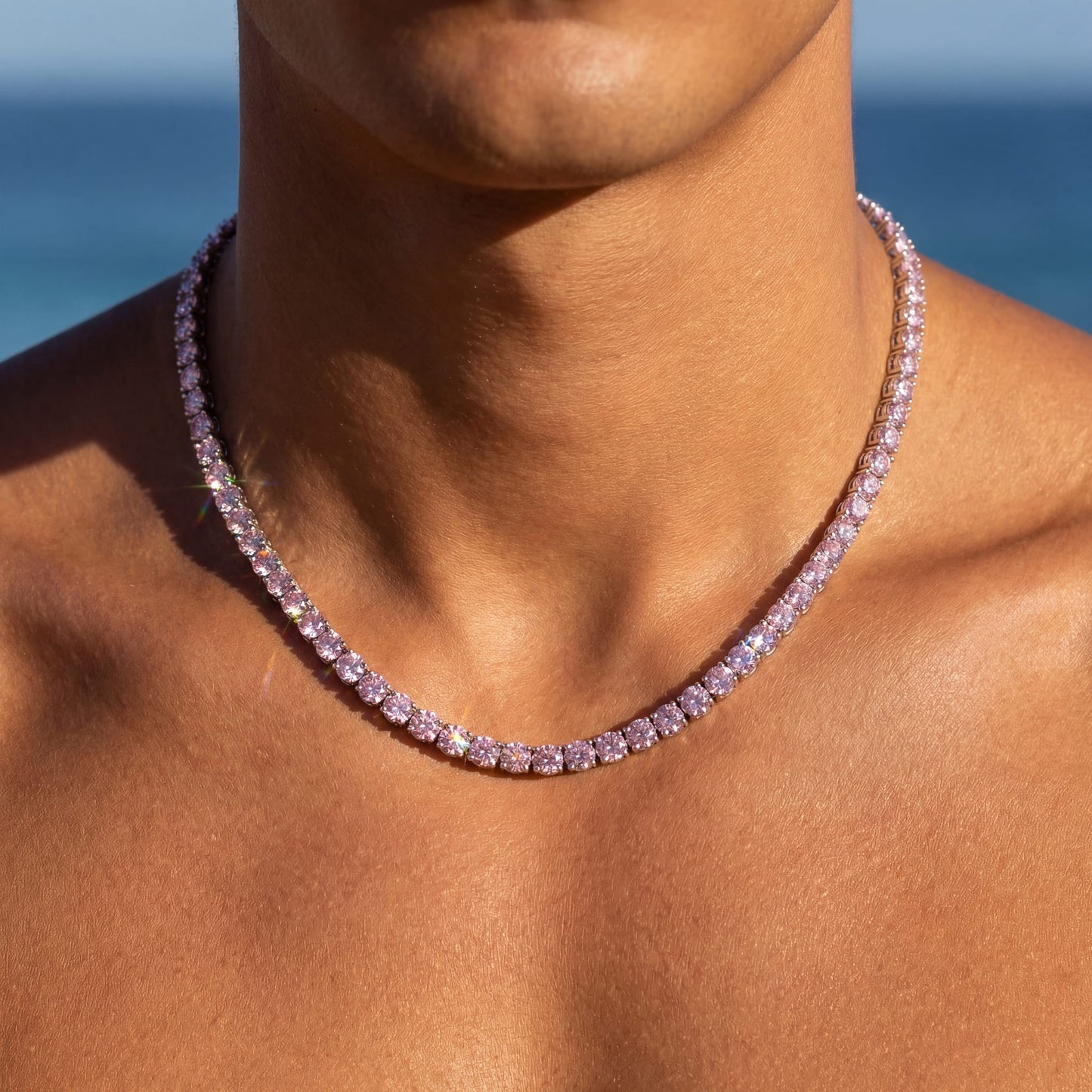 ICED OUT 5MM "PINK TENNIS" KETTE - ICERAIN JEWELRY