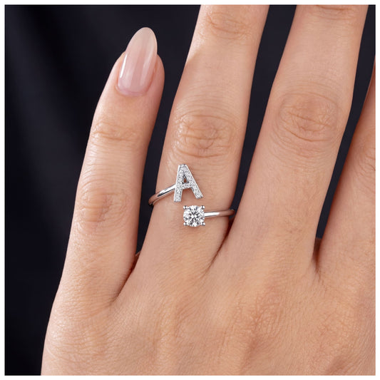 PERSONALISIERTER ICED OUT ANFANGSBUCHSTABEN "NOZZE" RING - ICERAIN JEWELRY