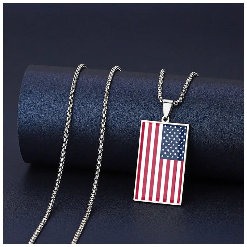 EDELSTAHL "USA FLAG" LÄNDERKETTE - ICERAIN JEWELRY